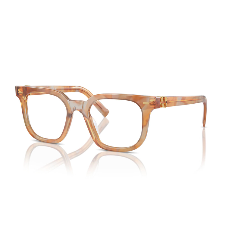 MIU MIU Printed Acetate Rectangular Optical Glasses Unisex Brown. MU06XVF-13U1O1