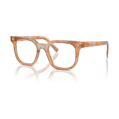 MIU MIU Printed Acetate Rectangular Optical Glasses Unisex Brown. MU06XVF-13U1O1