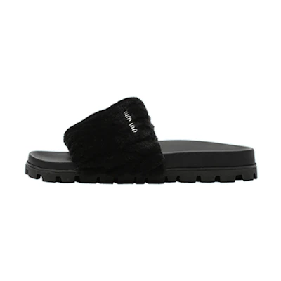 MIU MIU Shearling Slippers 'Black'