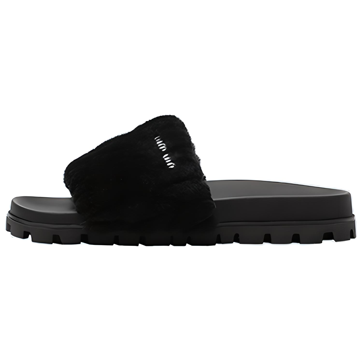 MIU MIU Shearling Slippers 'Black' 5XX522_2DNU_F0002_F_D010