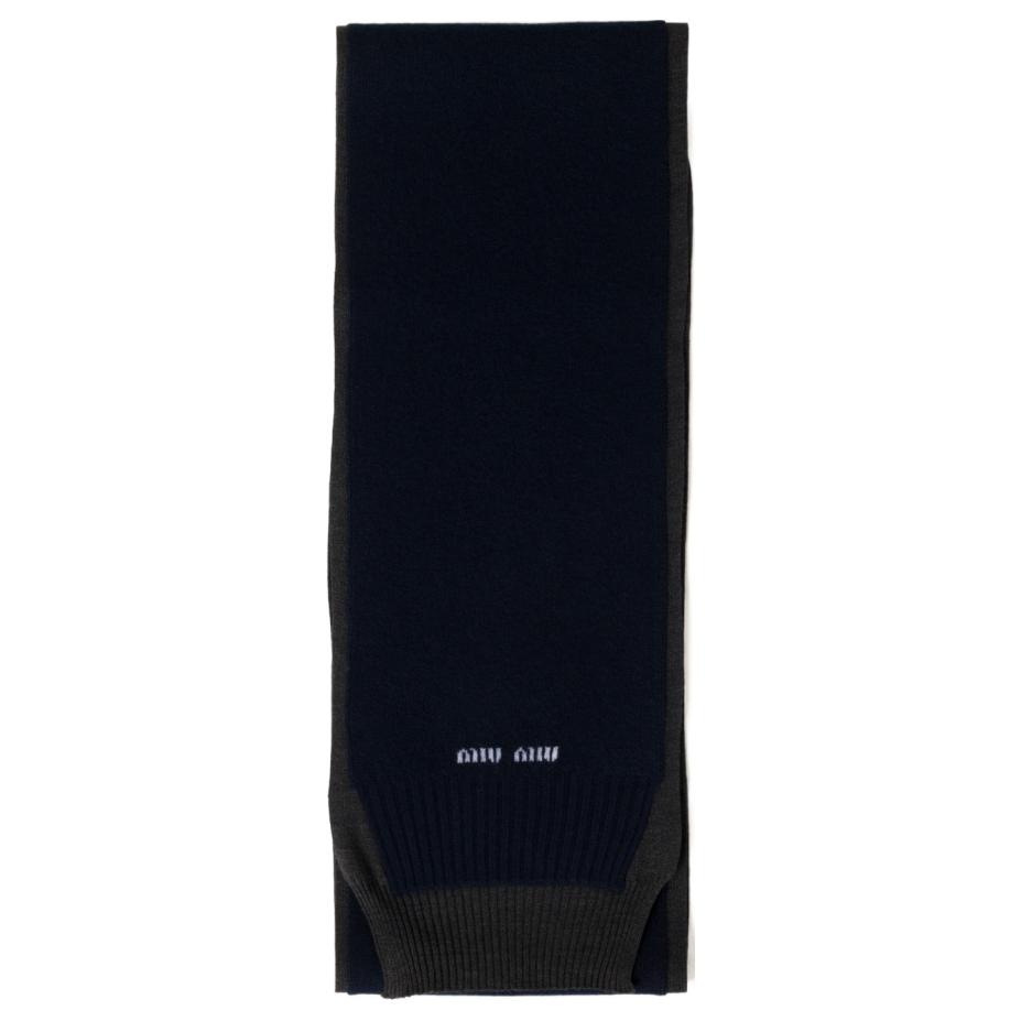 Order ミュウミュウ カシミア ニット スカーフ ユニセックス カップル用 ブラック 5FS084_15RK_F095J