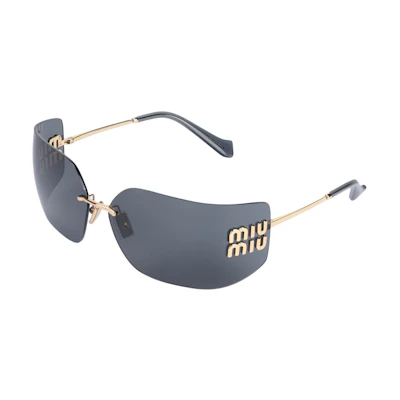 MIU MIU Square Acetate Nylon Metal Sunglasses Gold/Black for Men SMU54Y-5AK5S0