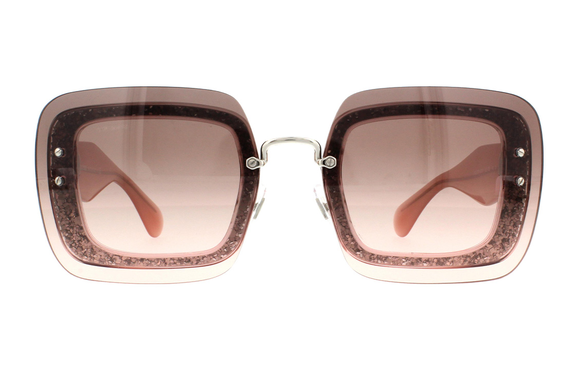 Order MIU MIU Cermin Mata Hitam Persegi Berkilau SMU01REUEU-F01E2