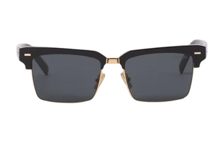 MIU MIU Square Sunglasses Black Unisex with Logo Temples, Prescription Lenses Option. SMU10ZE1ABF05S0C054