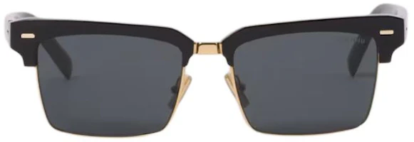 MIU MIU Square Sunglasses Black Unisex with Logo Temples SMU10ZE1ABF05S0C054 MIU MIU Square Sunglasses Black Unisex with Logo Temples SMU10ZE1ABF05S0C054