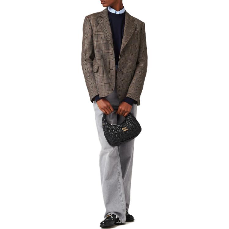 MIU MIU SS23 Brown Plaid Single-Breasted Long Sleeve Blazer Unisex MH1869-13JL-F063M-S-232 圖 3