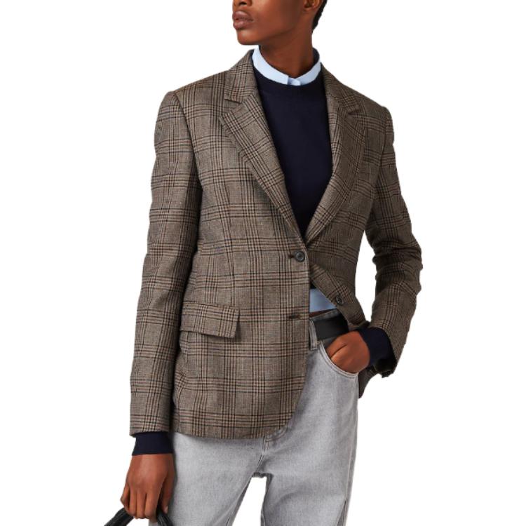 MIU MIU SS23 Brown Plaid Single-Breasted Long Sleeve Blazer Unisex MH1869-13JL-F063M-S-232 圖 4