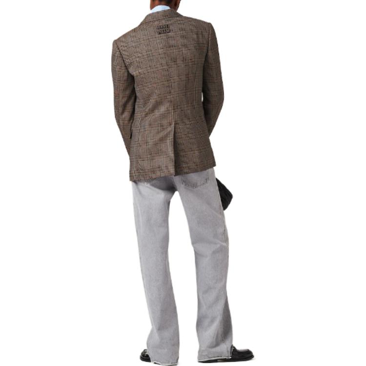 MIU MIU SS23 Brown Plaid Single-Breasted Long Sleeve Blazer Unisex MH1869-13JL-F063M-S-232 圖 5