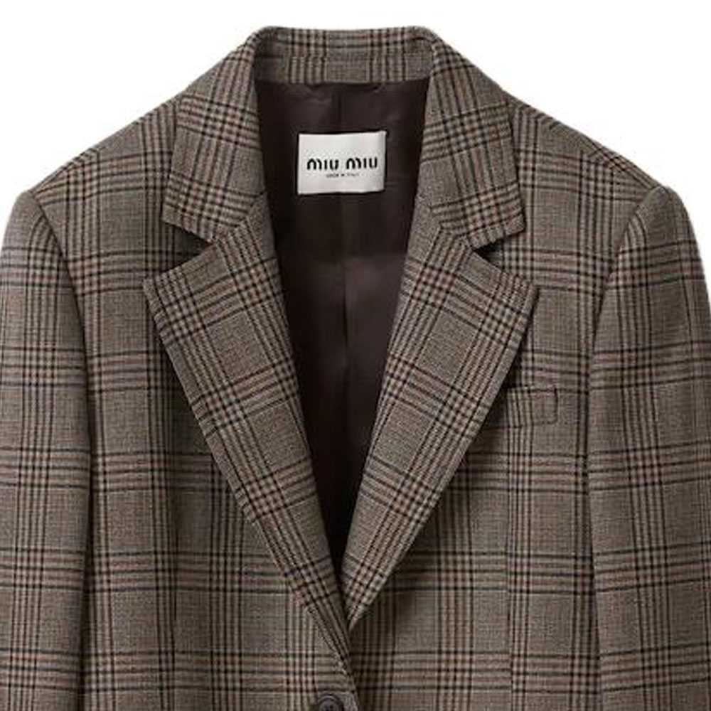 MIU MIU SS23 Brown Plaid Single-Breasted Long Sleeve Blazer Unisex MH1869-13JL-F063M-S-232 圖 6