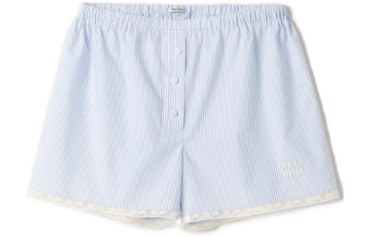 MIU MIU SS23 Solid Striped Button Casual Shorts Unisex Blue SP9391-1VHX-F0W3B-S-232
