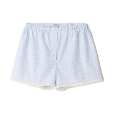 MIU MIU SS23 Solid Striped Button Casual Shorts Unisex Blue SP9391-1VHX-F0W3B-S-232