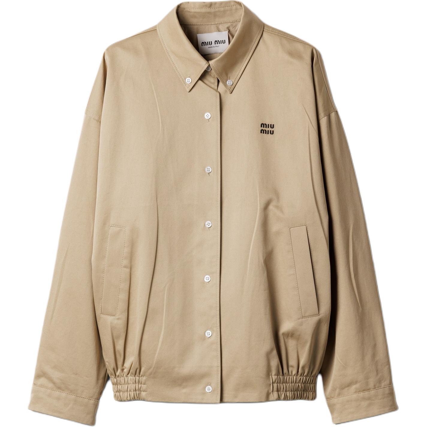 Miu Miu SS25 Summer Unisex Khaki Long Sleeve Button-Up Jacket ML1264-1UPX-F0065-S-OOO