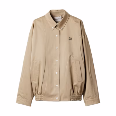 Miu Miu SS25 Summer Unisex Khaki Long Sleeve Button-Up Jacket ML1264-1UPX-F0065-S-OOO