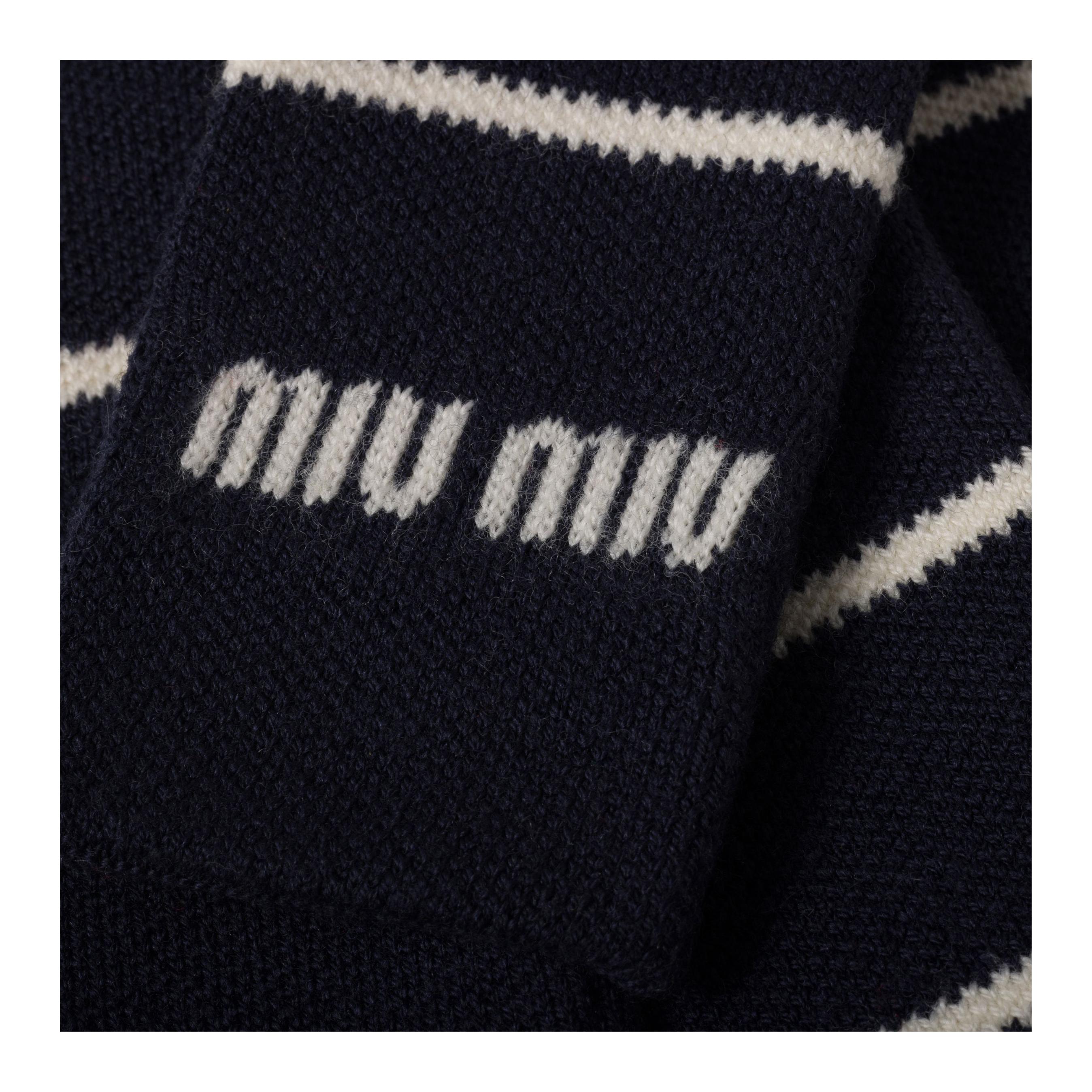 MIU MIU Striped Wool Knit Scarf Unisex Couples Blue 5FS069_2CSE_F022X 圖 4