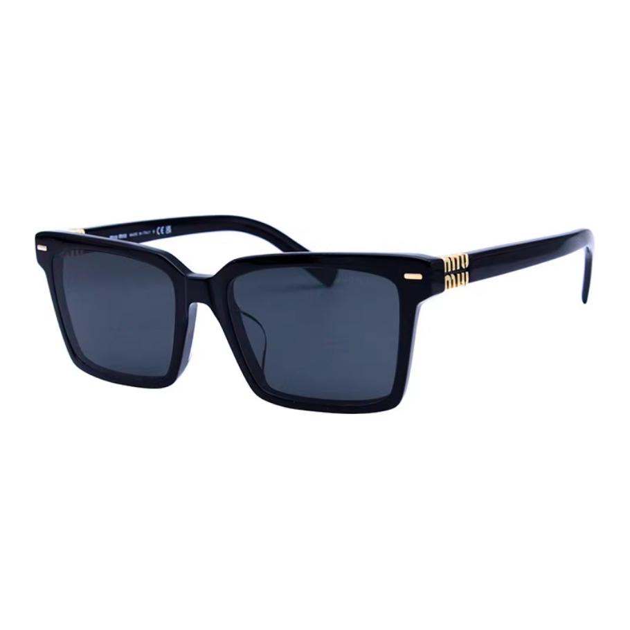 MIU MIU Unisex Irregular Sunglasses with Gold Logo, Black Frame for Couples. SMU13Z-F-16K-5S0