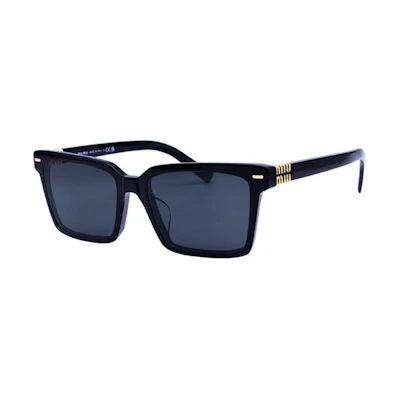 MIU MIU Unisex Irregular Sunglasses with Gold Logo, Black Frame for Couples. SMU13Z-F-16K-5S0