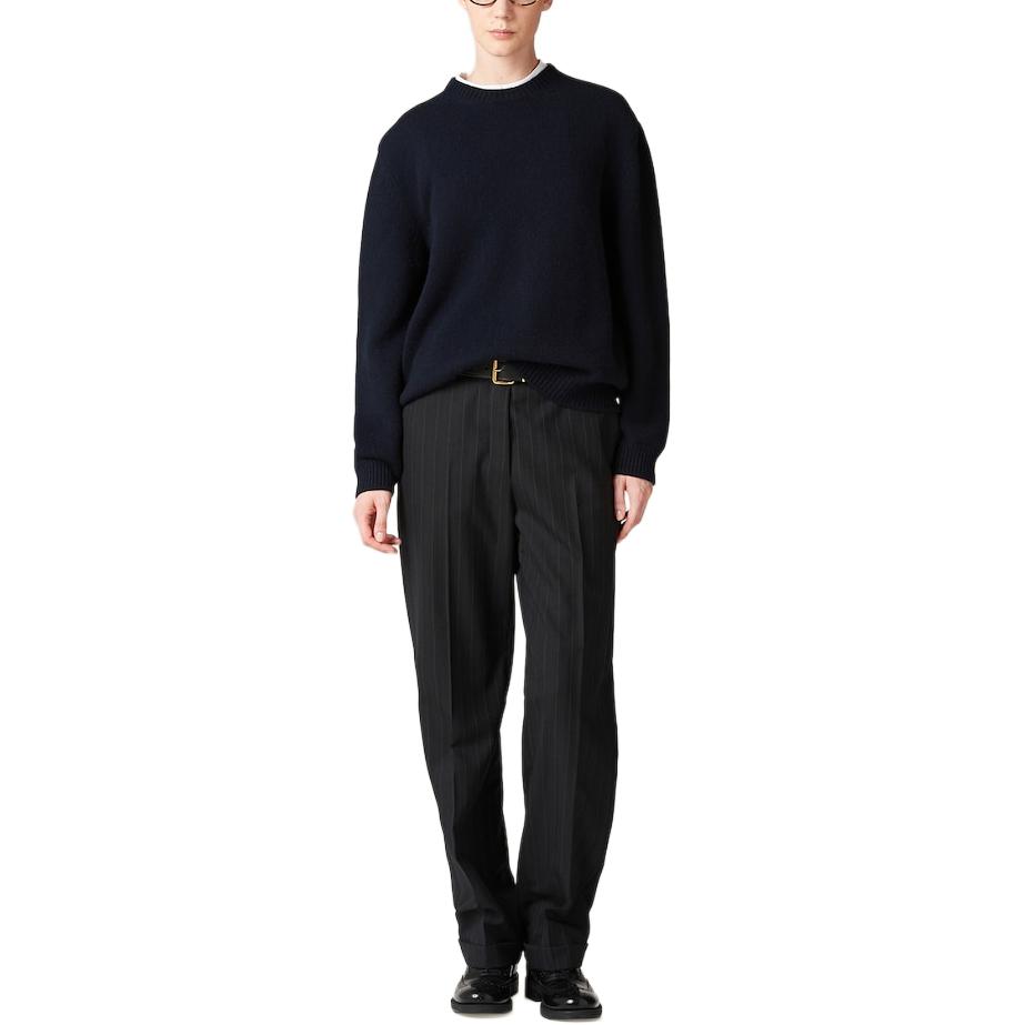 MIU MIU Unisex Solid Navy Blue Round Neck Long Sleeve Sweater. MML849-13VB- F0008