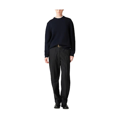 MIU MIU Unisex Solid Navy Blue Round Neck Long Sleeve Sweater. MML849-13VB- F0008