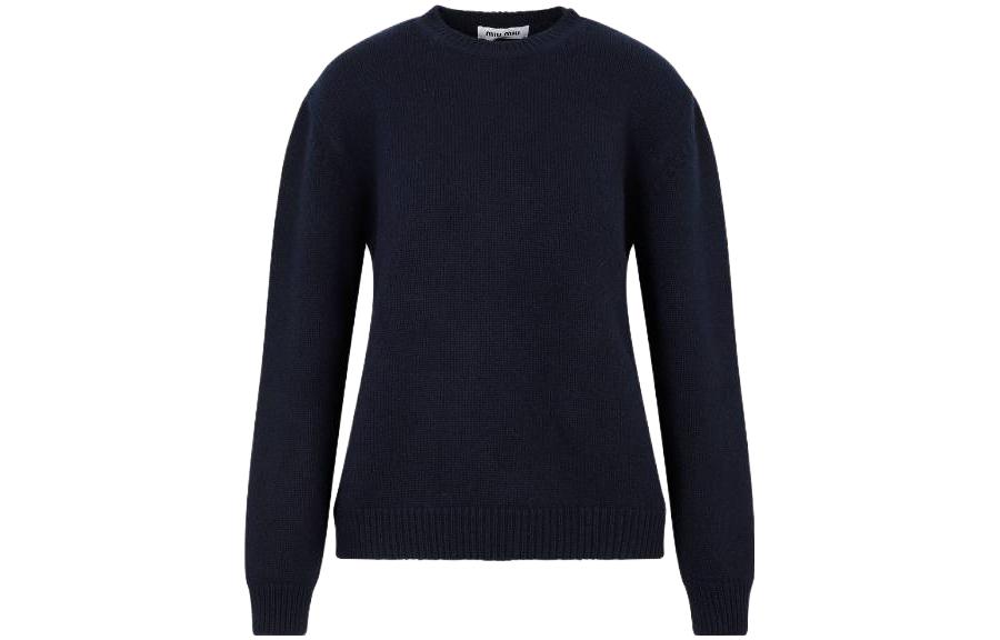 MIU MIU Unisex Solid Navy Blue Round Neck Long Sleeve Sweater. MML849-13VB- F0008 圖 2