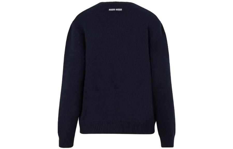 MIU MIU Unisex Solid Navy Blue Round Neck Long Sleeve Sweater. MML849-13VB- F0008 圖 3