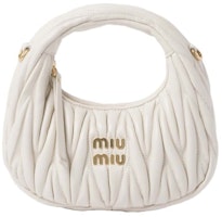 Miu Miu Wander Matelasse Nappa Leather Hobo Mini-Bag White Miu Miu Wander Matelasse Nappa Leather Hobo Mini-Bag White