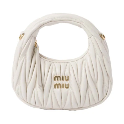 Miu Miu Wander Matelasse Nappa Leather Hobo Mini-Bag White