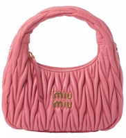 Miu Miu Wander Matelasse Nappa Leather Mini Hobo Bag Pink Miu Miu Wander Matelasse Nappa Leather Mini Hobo Bag Pink
