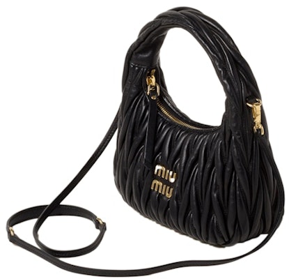 Miu Miu Wander Matelasse Nappa Leather Mini Hobo Bag Black Order Miu Miu Wander Matelasse Nappa Leather Mini Hobo Bag Black