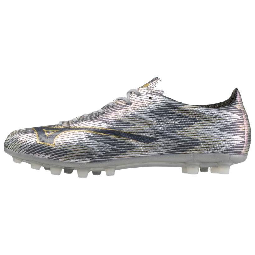 Mizuno Alpha 2 Elite AG Silver Soccer Cleats - Turf Grip & Comfort. P1GA256304