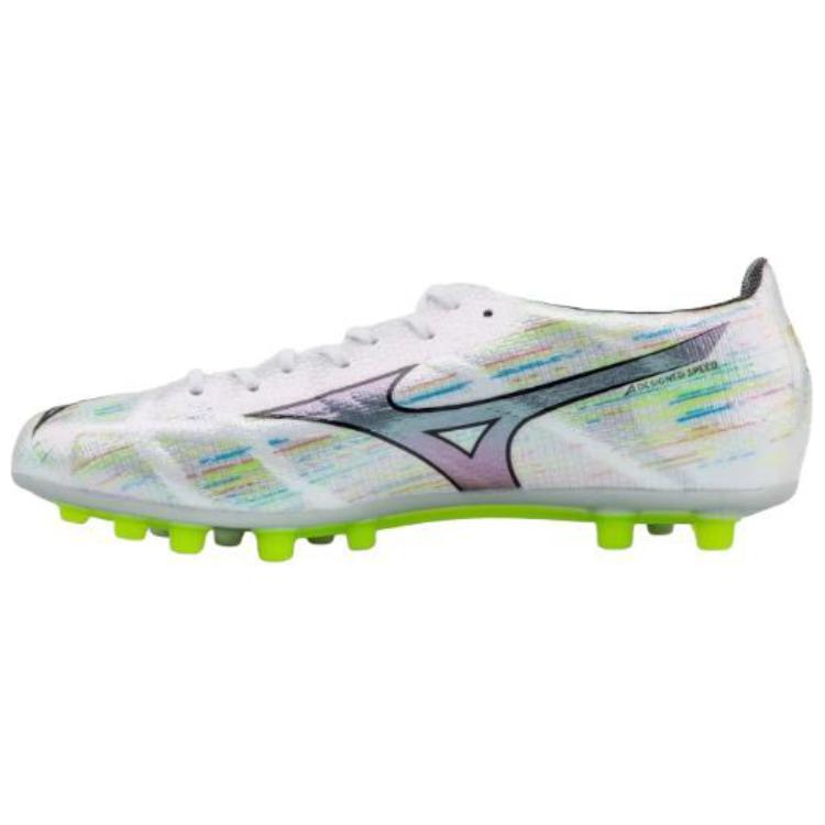 Mizuno Alpha 2 Kangaroo Leather Soccer Cleats AG/FG Silver White Green . P1GA2561-09