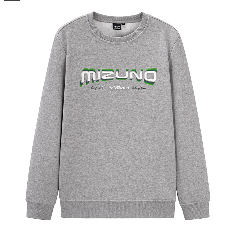 Mizuno Alphabet Printed Fleece Sweatshirt Unisex Outdoor Casual Pullover A2CA2628-1