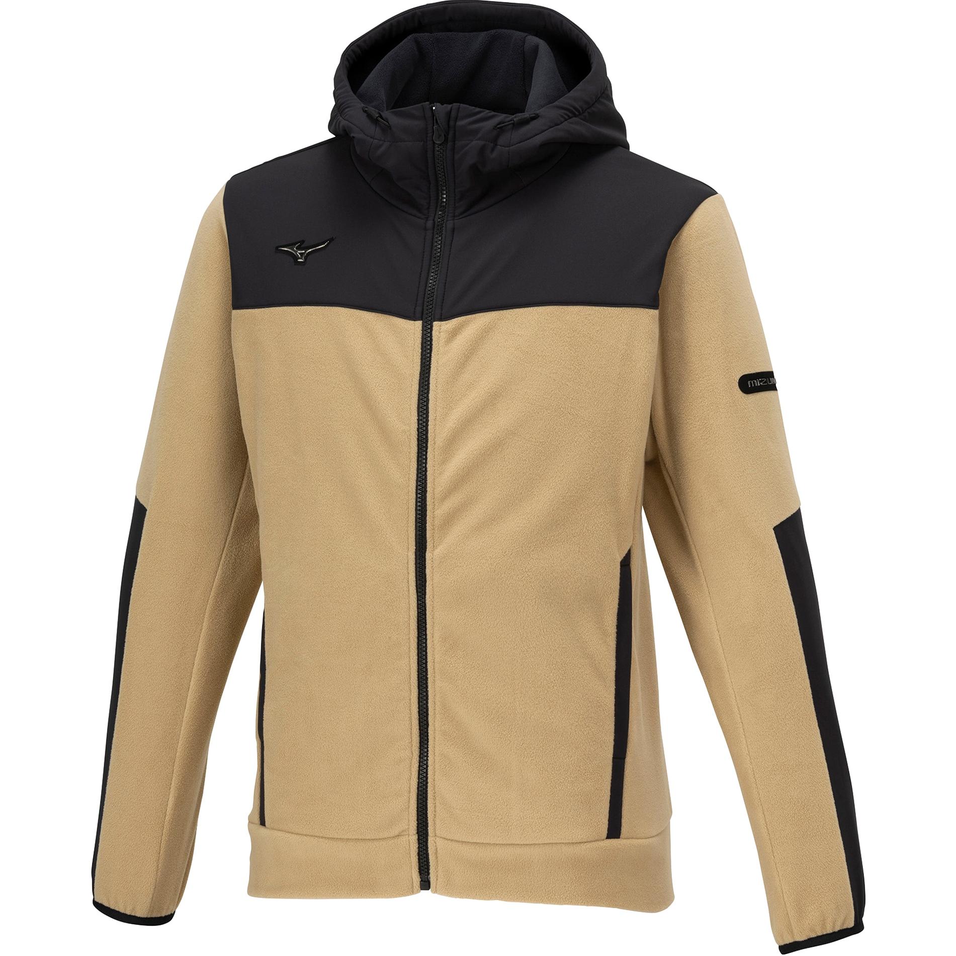 Mizuno Beige Colorblock Embroidered Zip Hoodie Jacket Unisex 32MCA558-39