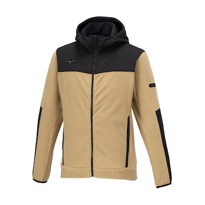 Mizuno Beige Colorblock Embroidered Zip Hoodie Jacket Unisex 32MCA558-39
