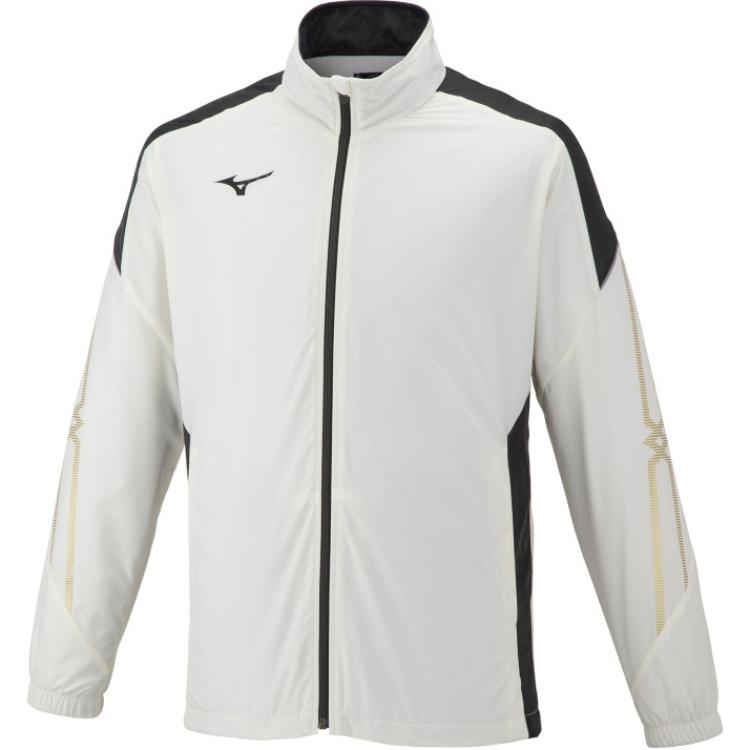 Mizuno Beige Colorblock Zip-Up Jacket Unisex Long Sleeve 12JC7R1014