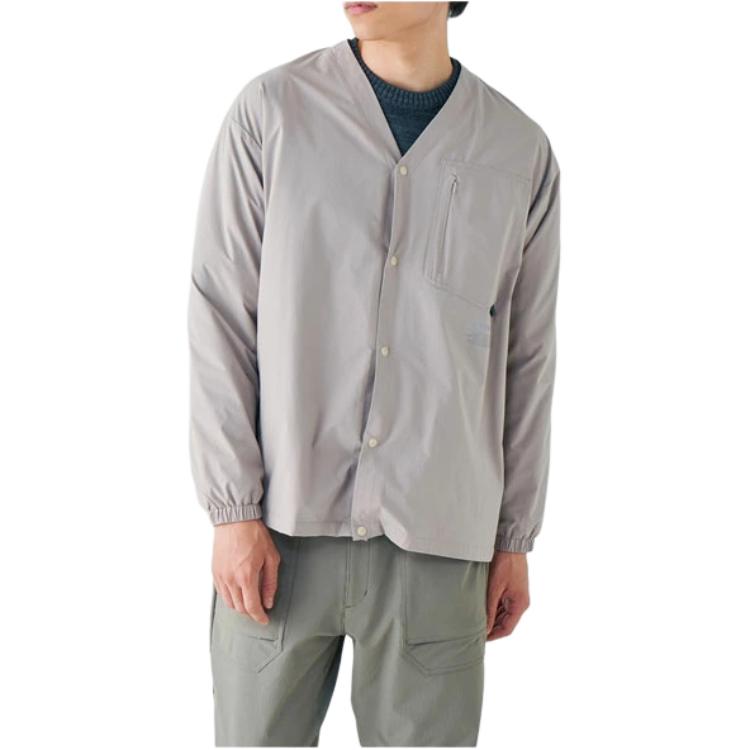 Mizuno Beige Men’s Solid V-Neck Single-Breasted Long-Sleeve Jacket B2MEA501-53