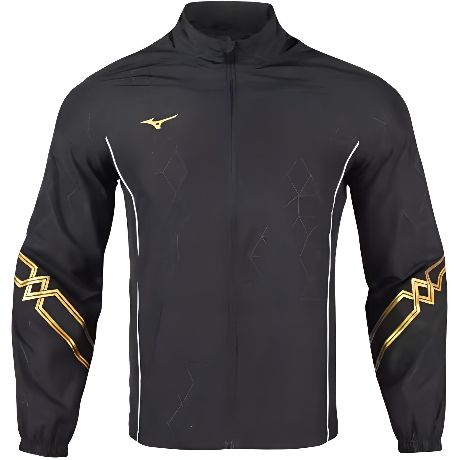 Mizuno Black-Gold Waterproof Breathable Windproof Jacket with Hood P2CE26Z109