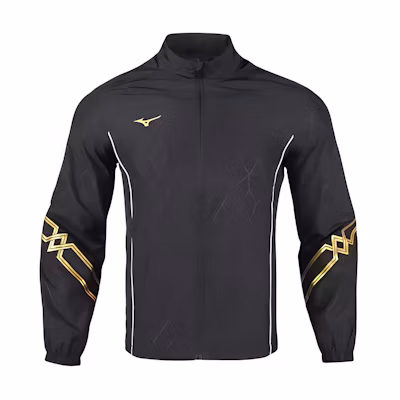 Mizuno Black-Gold Waterproof Breathable Windproof Jacket with Hood P2CE26Z109