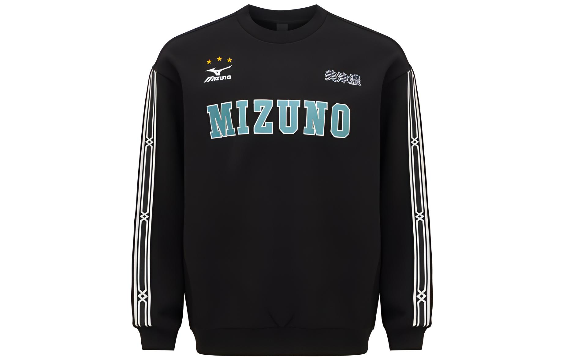 Mizuno Black Crewneck Logo Print Loose-Fit Long-Sleeve Sweatshirt 32YC4040-09