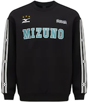 Mizuno Black Crewneck Logo Print Loose-Fit Long-Sleeve Sweatshirt 32YC4040-09 Mizuno Black Crewneck Logo Print Loose-Fit Long-Sleeve Sweatshirt 32YC4040-09