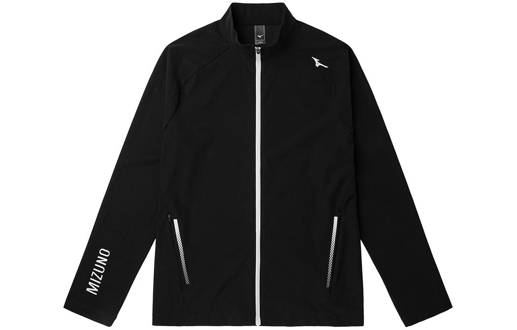 Mizuno Black Full-Zip Logo Print Breathable Jacket with Stand Collar K2CC21A7-09