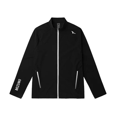 Mizuno Black Full-Zip Logo Print Breathable Jacket with Stand Collar K2CC21A7-09