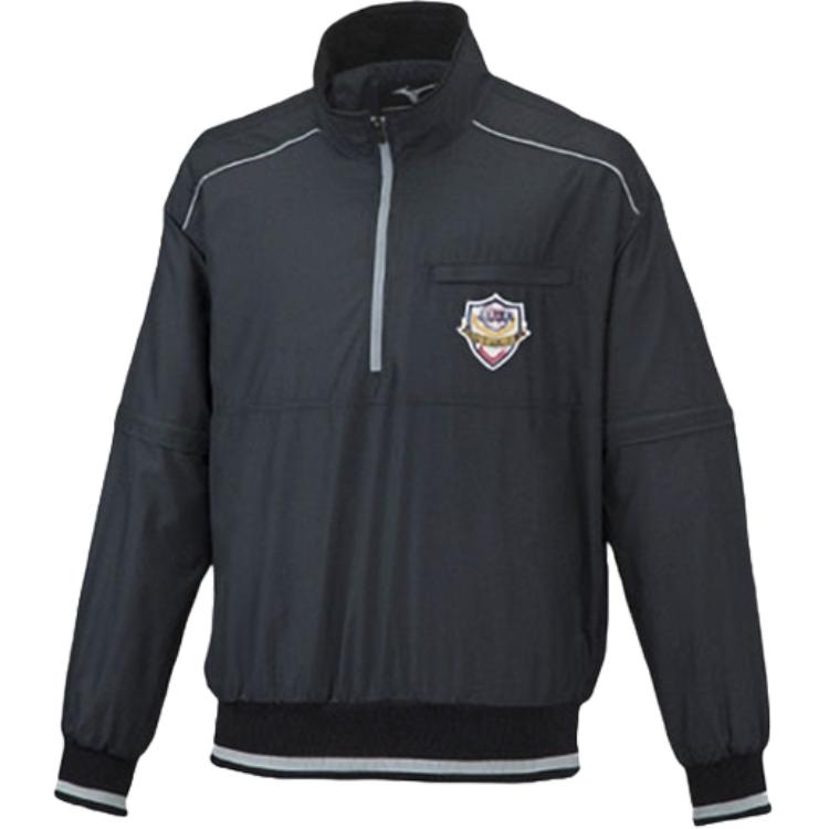 Mizuno Black Logo Standing Collar Pullover Fitted Jacket 12JE2V5409