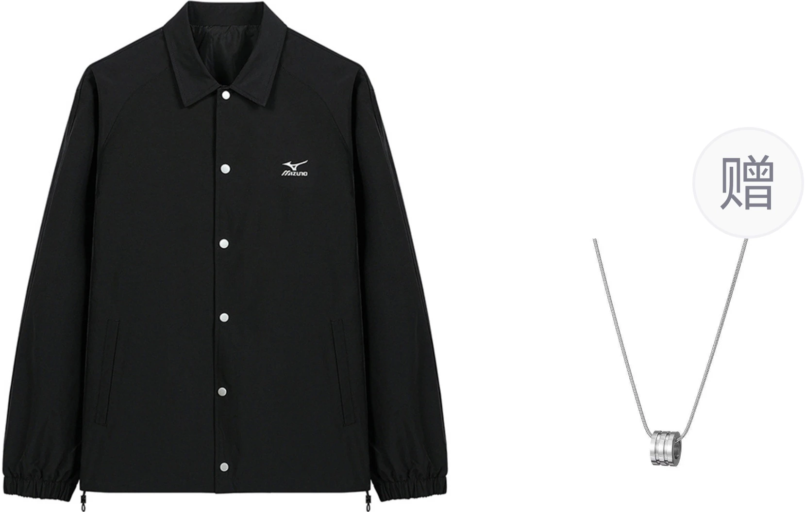 mizuno-black-polo-collar-letter-long-sleeve-jacket-unisex-with-necklace-gift-a2-ce-3123-black