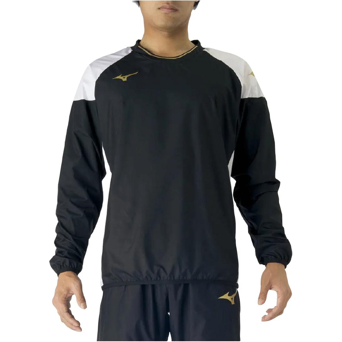 Mizuno Black Raglan Pullover Sweatshirt with Logo Print P2ME7070-09