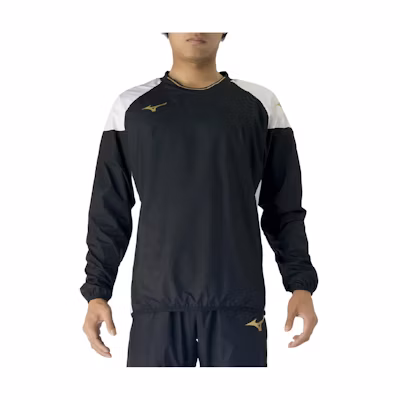Mizuno Black Raglan Pullover Sweatshirt with Logo Print P2ME7070-09