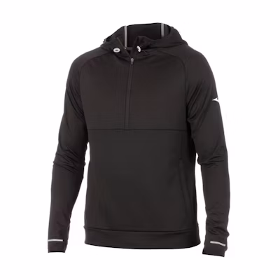 Mizuno Black Solid Color Half-Zip Raglan Sleeve Hooded Jacket 422178-9090