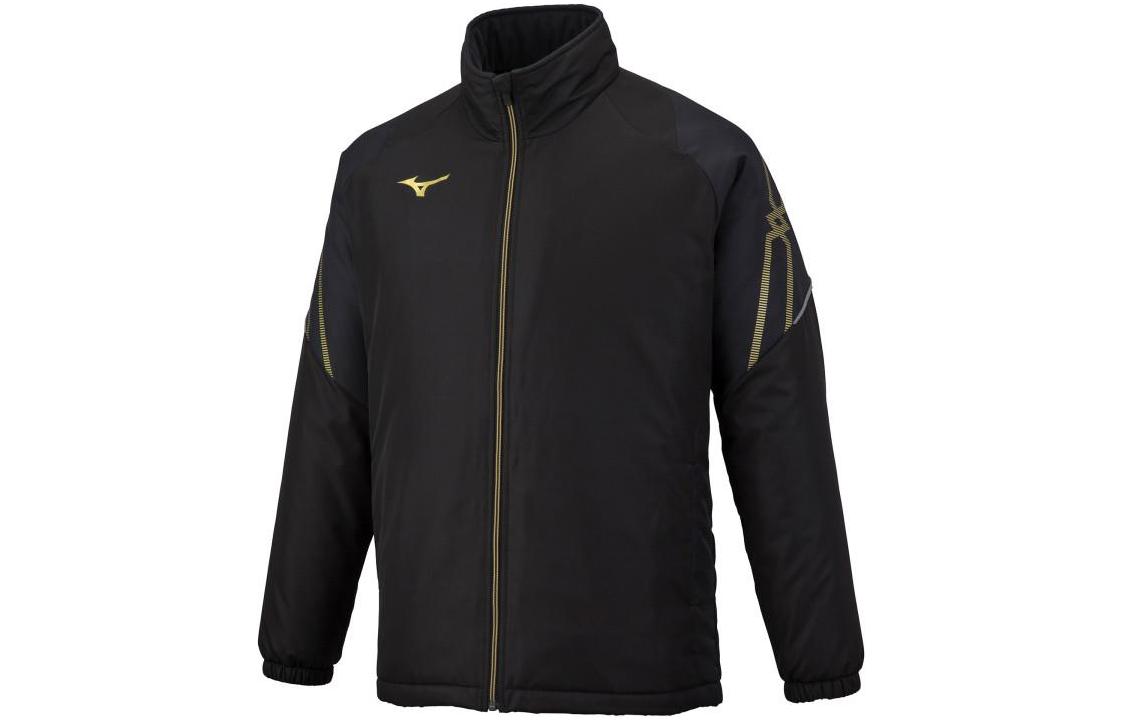 Mizuno Black Solid Color Zip Stand Collar Fitted Long Sleeve Jacket 32ME263009