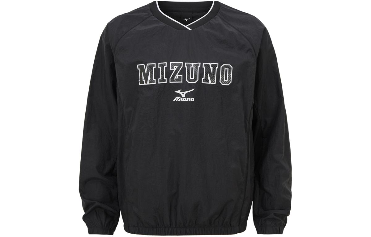 Mizuno Black V-Neck Letter Long Sleeve Sweatshirt Unisex 32YC4023-09