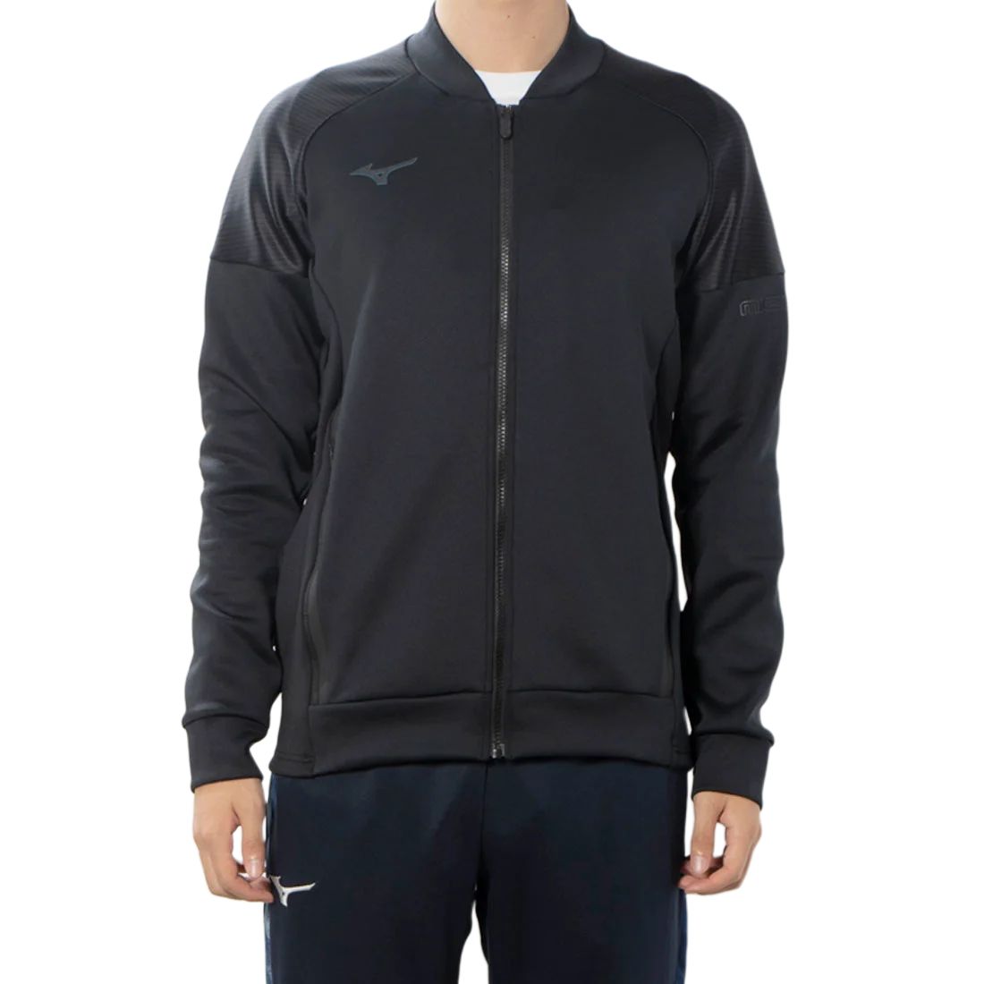Mizuno Black Zip-Up Collarless Long-Sleeve Jacket 32MCA05509