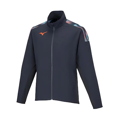 Mizuno Black Zip-Up High Collar Jacket with Logo Print 62JCA01-012